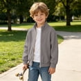 thumbnail image 6 of Boys Girls Corduroy Jackets Solid Color Zipper Long Sleeve Stand Collar Outerwear Kids Fall Winter Trendy Casual Outfits Gray 10-11 Years, 6 of 7