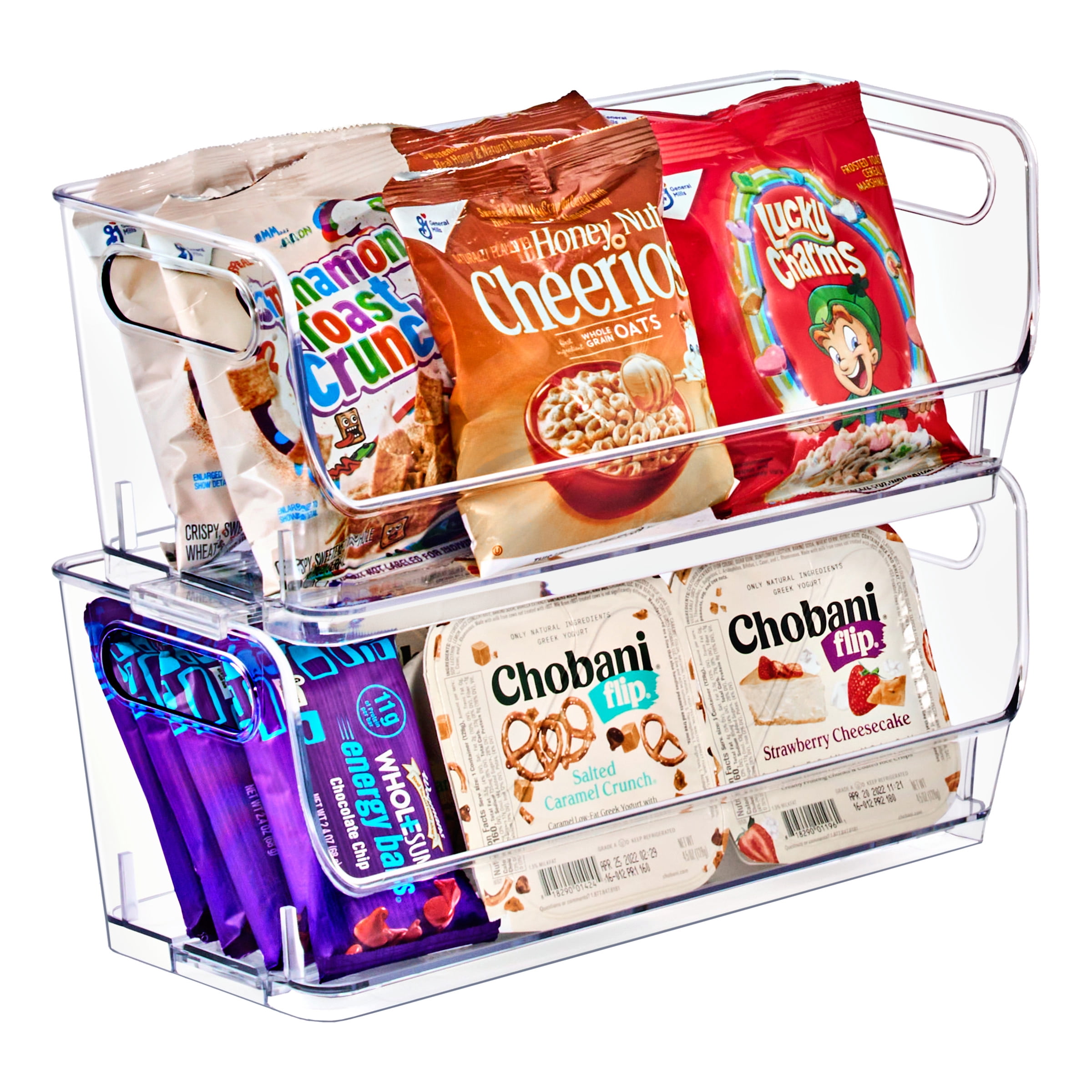 Sorbus Clear Stackable Wide Storage Bins, Small Open-Front Acrylic Pantry Organizers, 2 Pack