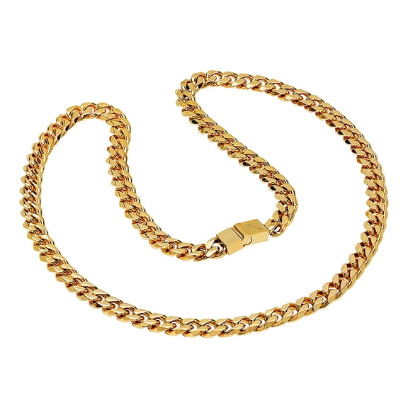 Yellow Stainless Steel Unisex 9.5mm 24 Inch Comfort Curb Fashion Link Chain Necklace Chain Necklace for Women and Men