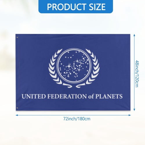 United Federation of Planets Flag 4x6 Ft Double Sided United Federation Banner Flags with 2 Brass Grommets for Dorm Room Home Office Wall Decoration Indoor Outdoor Parties