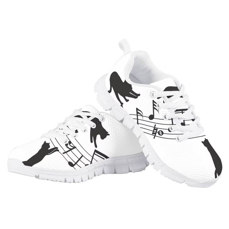 Pzuqiu Black Cat Sneakers for Big Girls Size 3 Butterfly Lace Up