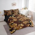 thumbnail image 3 of Manfei Abstract Camouflage Bedding Comforter Set 7pcs, Brown Camo Full Bedding Set, Military Patriotic Theme Fitted Sheet Flat Sheet, Ultra Soft Home Decor, 3 of 8