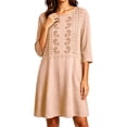 thumbnail image 6 of Odbmxy 3/4 Sleeve Womens Dresses Mini Fall Boho Shift Vacation Regular Womens Dresses Tunic Embroidery Tent, 6 of 6
