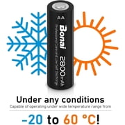 BONAI AA Rechargeable Batteries High-Capacity 2800mAh 1.2V NiMH Battery Low Self Discharge Pre-Charge Double AA Battery 24 Pack