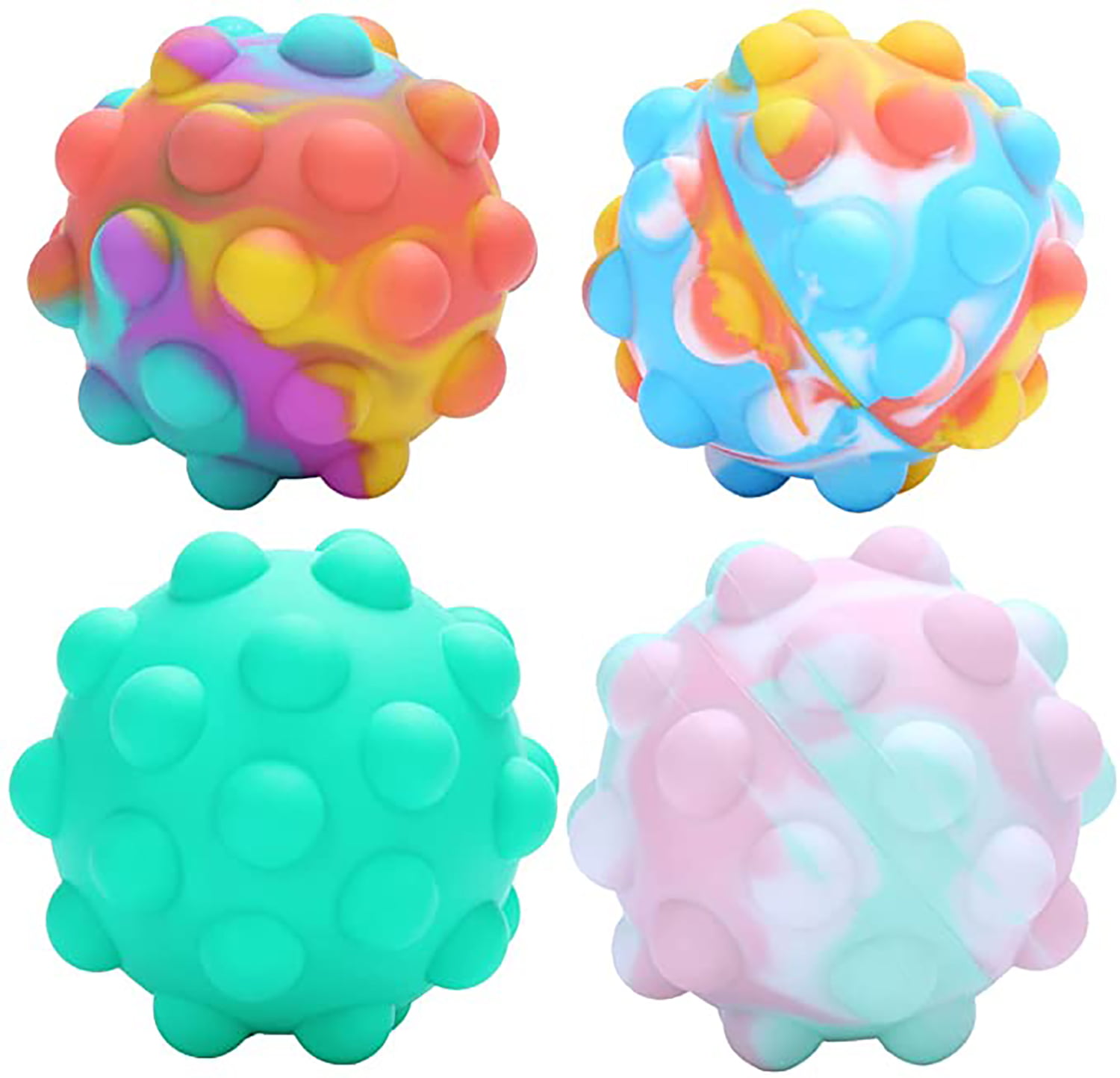 4pcs Fidget Toy Set Pink Popit Push Bubble Peach Sensory Toys ADHD Stress Relief 