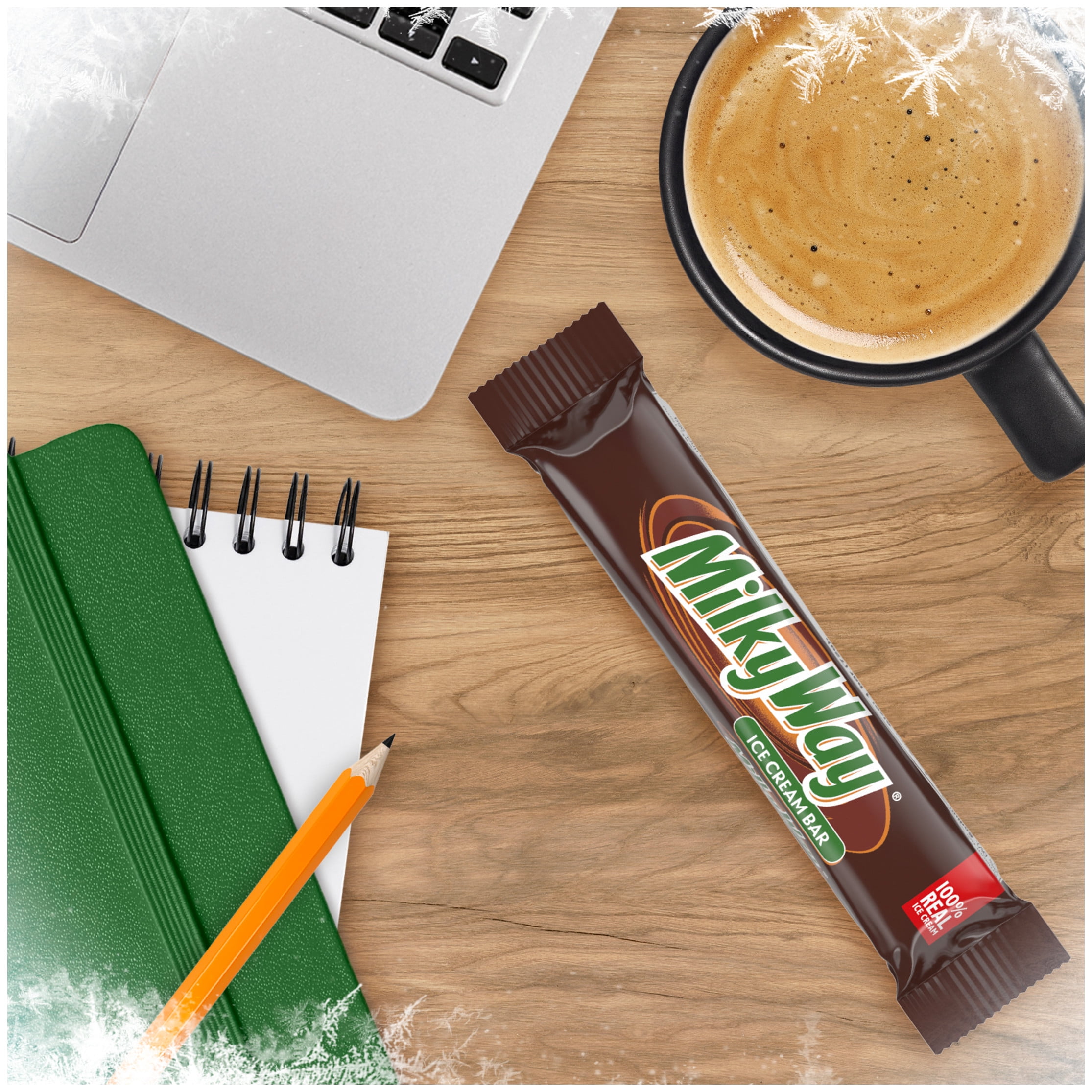 MILKY WAY Chocolate Ice Cream Bars, Coated with Milk Chocolate and Caramel, 12 fl oz, 6 Pack