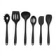 thumbnail image 1 of Juego de utensilios de cocina de silicona, juego de 6 utensilios de cocina negros resistentes al calor, espátula, cucharón y cuchara, 1 of 6