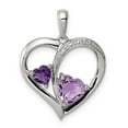 thumbnail image 6 of 925 Sterling Silver Rhodium Diamond, Amethyst, Pink Quartz Heart Shaped Pendant, 6 of 6