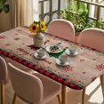 thumbnail image 3 of Red Plaid Christmas Table Cloths for 3 Foot Rectangle Tables, Vintage Xmas Tree Winter Wooden Patio Waterproof Elastic Fitted Tablecloths, Washable Rectangular Table Cover for Camping, 3 of 8