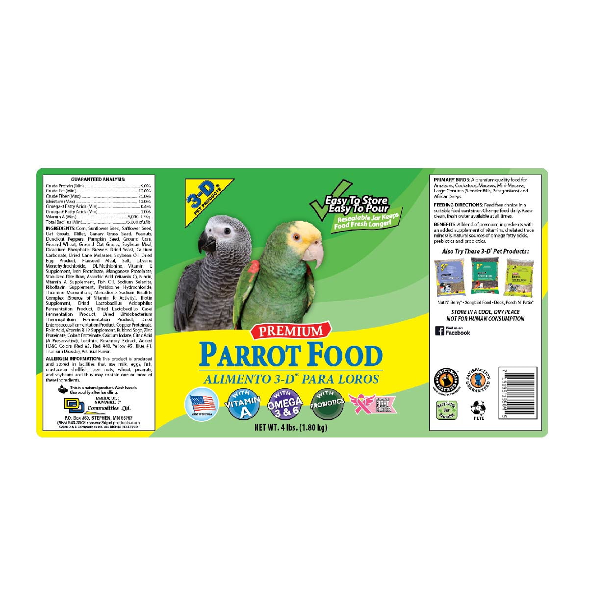 3d premium parrot food