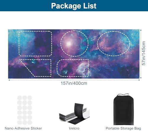 100% Blackout Curtains for Bedroom, Portable DIY Window Blinds, No Drill Window Shades & Blackout Blinds with Stickers & Tabs for Travel, Dorm Room, Media Room (Starry Sky, 157" x 57")