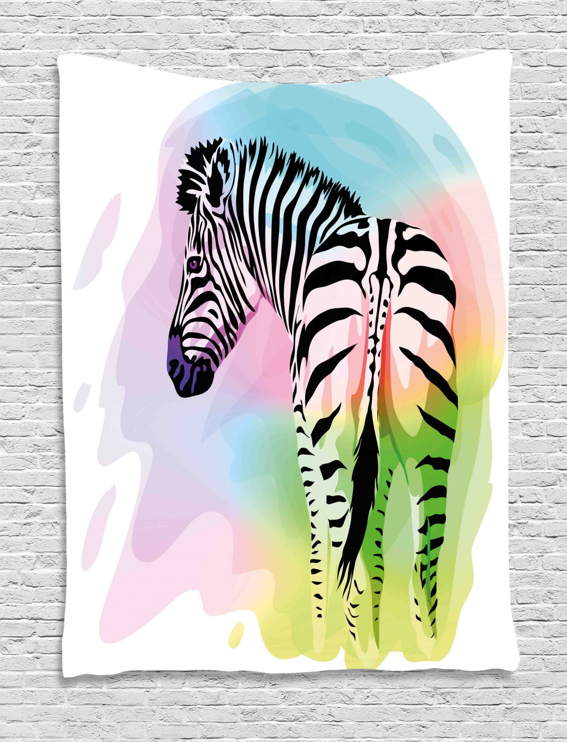 Rainbow Zebra Tapestry, Watercolor Effect Pastel Tone Striped Animal  Silhouette, Wall Hanging for Bedroom Living Room Dorm Decor, 40W X 60L  Inches, Charcoal Grey and Multicolor, by Ambesonne 