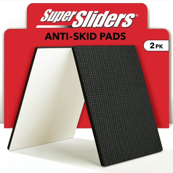 Super Sliders Anti-Skid Rubber Gripper Pads for Furniture and Décor, Prevents Sliding on Hard Surfaces – 2-Pack, Black