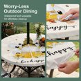 thumbnail image 5 of Round Outdoor Tablecloth with Umbrella Hole and Zipper, Bees Gnomes Tablecloth with Elastic Waterproof, Spring Floral Farmhouse Daisy Patio Table Covers for 31" - 35" Picnic Pool Tables, 5 of 9
