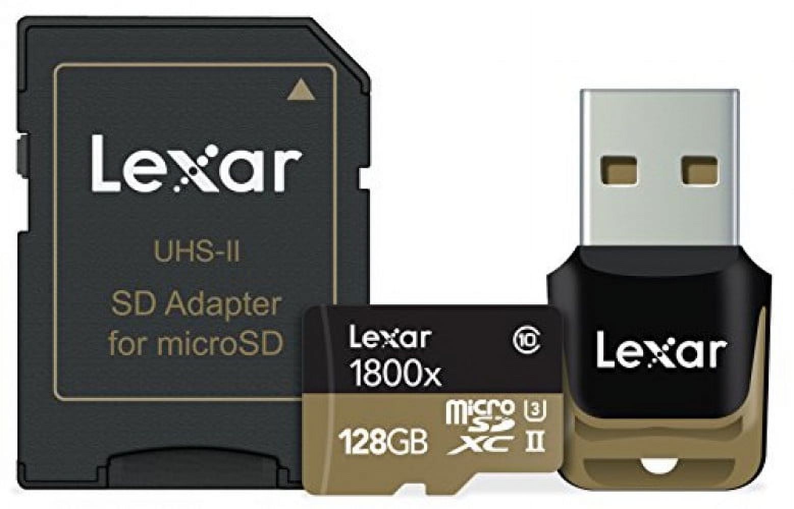 Lexar Professional - Flash memory card (microSDXC to SD adapter included) - 128 GB - UHS Class 3 / Class10 - 1800x - microSDXC UHS-II - image 2 of 6
