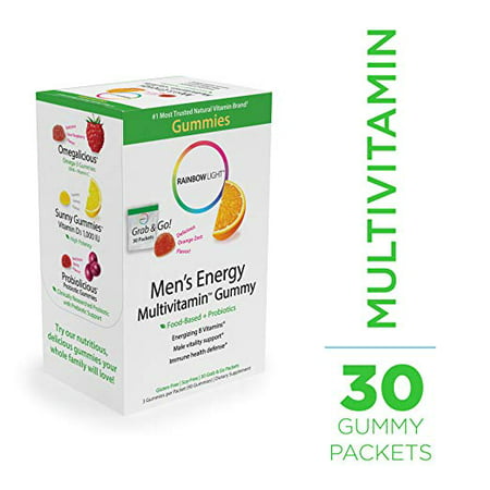 Rainbow Light - Men's Energy Multivitamin Gummy - Provides Antioxidants and Probiotics - 30-Pack
