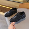 thumbnail image 2 of Toddler Boys Pointed Toe Lace Up Dress Shoes Kids Chunky Low Heel Lightweight Non Slip Leather Shoes, 2 of 7