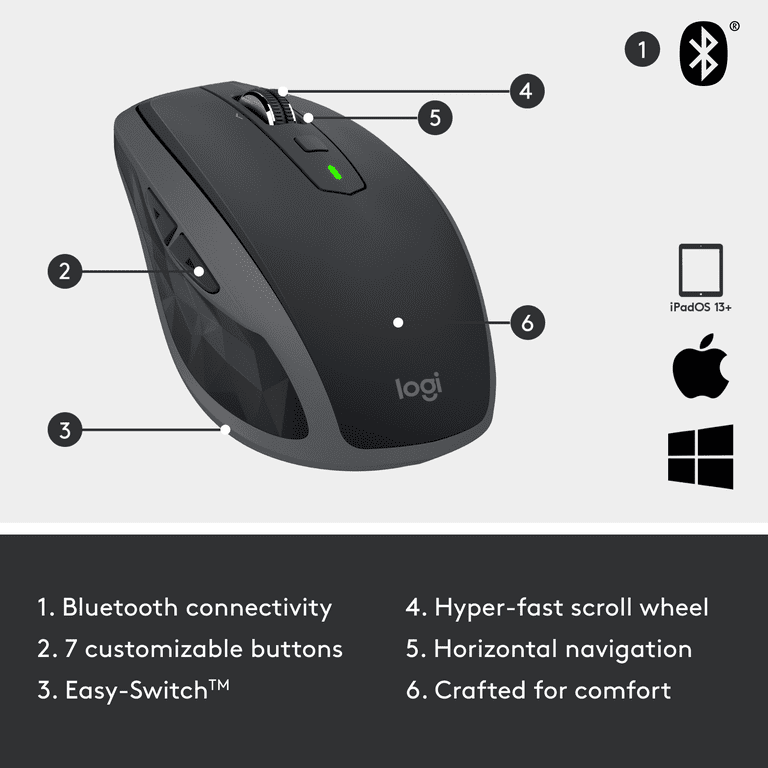 Logitech MX Anywhere 2S Wireless Bluetooth Mouse, Cordless for Mac