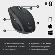 Logitech MX Anywhere 2S Bluetooth Edition Compact Wireless Mouse, No USB Receiver - Use On Any Surface, Hyper-Fast Scrolling, Rechargeable, Graphite