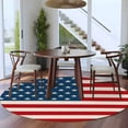 thumbnail image 4 of 8ft Round Rug, 4th of July Non-Skid Rubber Backing Large Area Rugs - Living Room Bedroom Home Office, Red Stripes Independence Day Indoor Floor Mat Carpets Washable Rug, 4 of 9