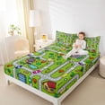 thumbnail image 4 of Homewish Colorful Cars Bed Sheets,City Road King Sheets,Green Gray Sheet Set For Boys Kids,Ultra Soft Home Decor,4pcs, 4 of 7