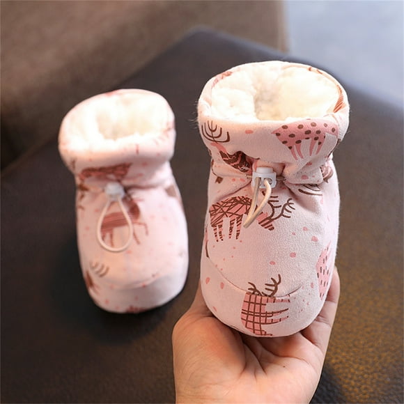 Boots with Fur,Baby Winter Shoes Warm Furs Baby Boots Shoes, Winter Cotton Shoes, and Thick Soft Sole for Warmth, 11Cm Baby Winter Boots