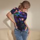 thumbnail image 3 of Balery Glowing Chameleon Fantasy Art Body de cuello redondo de manga corta para mujer Tops de manga corta Tops básicos-X-Large, 3 of 7