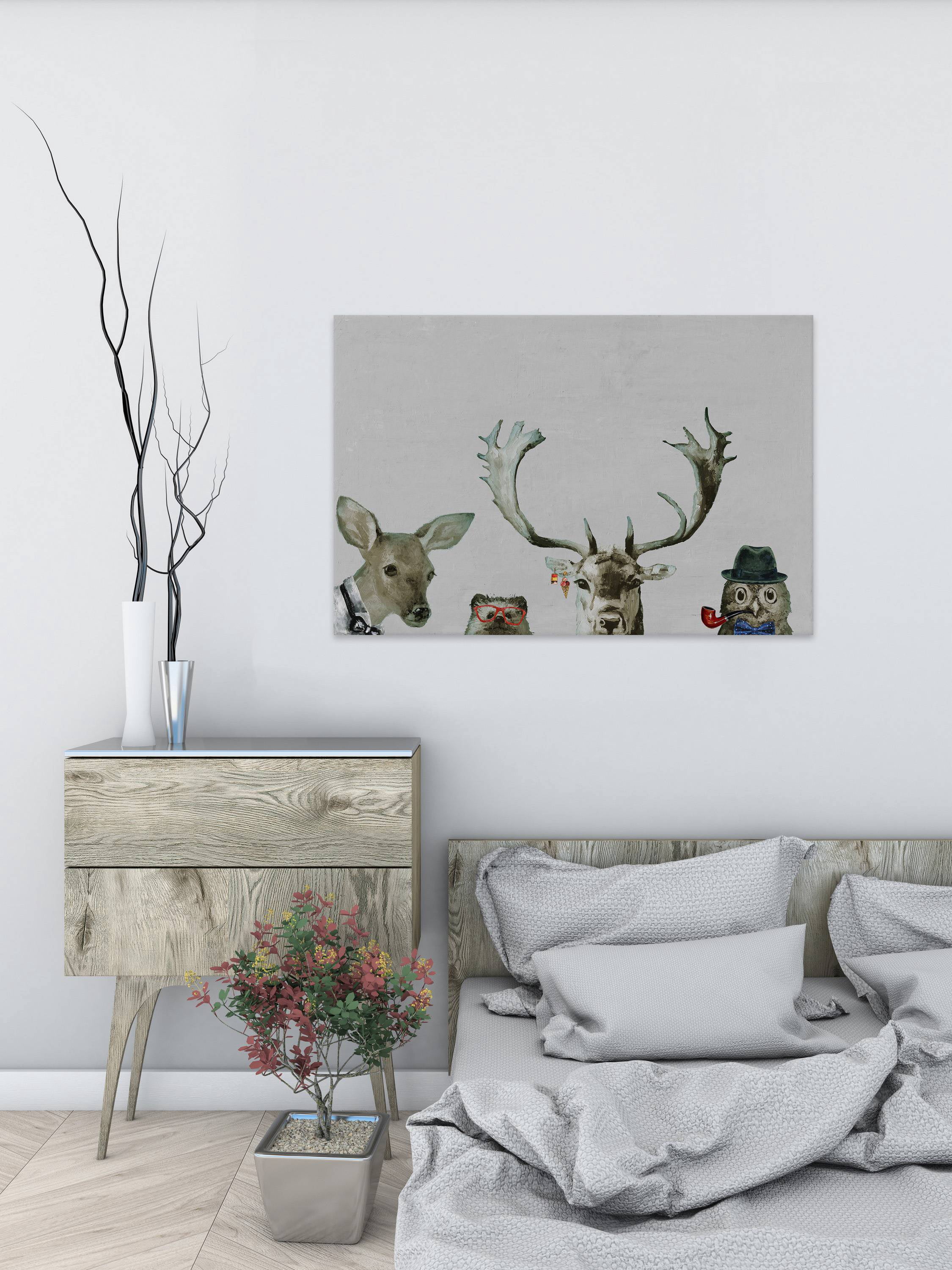 Too Cool for the Party in Gray Painting Print on Wrapped Canvas