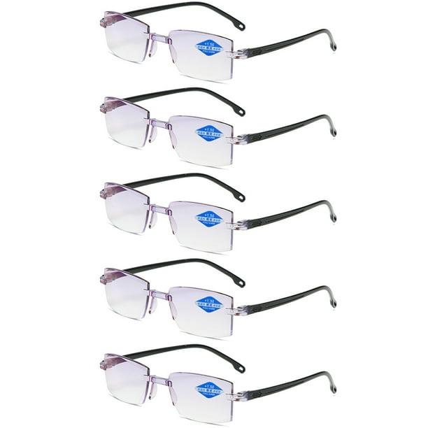 5 Pairs Rimless Bifocal Reading Glasses Tinted Blue Light Blocking