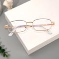 thumbnail image 3 of Fashion Clear Glasses Non Prescription  Glasses for Women Blue Light Blocking Rectangle Metal Glasses Frame, 3 of 6