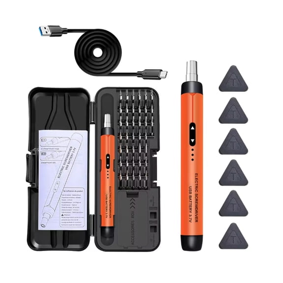 Electric Cordless Screwdriver Multiple Bit Kit Compact Size Home Repair Tool