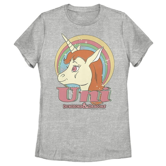 Women's Dungeons & Dragons Uni Unicorn Cartoon  Graphic Tee Athletic Heather Medium