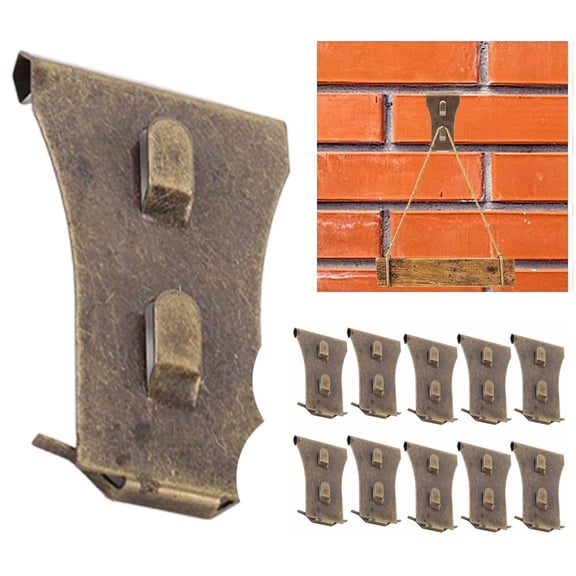 10 Pack Brick Wall Clips, Heavy Duty Metal Brick Hangers, No Drill Brick Hooks for Outdoor Decorations, Frames and Lights