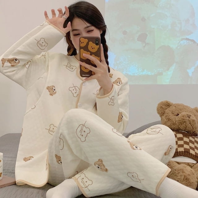 Pijamas de mujer embarazada otoño/invierno posparto aire algodón ropa mensual para mujeres embarazadas amamantando en primavera durante el embarazo en grueso