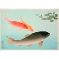 thumbnail image 2 of Ohara Koson 14x11 Gold Ornate Wood Frame and Double Matted Museum Art Print Titled - Common and Golden Carp (1935), 2 of 4