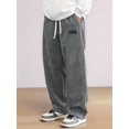 thumbnail image 4 of Mens Corduroy Casual Pants Fashion Loose Fit Wide Leg Straight Sweatpants Elastic Waist Drawstring Gray XS, 4 of 10