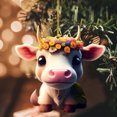 thumbnail image 1 of Adorno de árbol de Navidad Colgante creativo de coche de vaca de dibujos animados, accesorios de decoración de árbol para el hogar (estilo H), 1 of 3