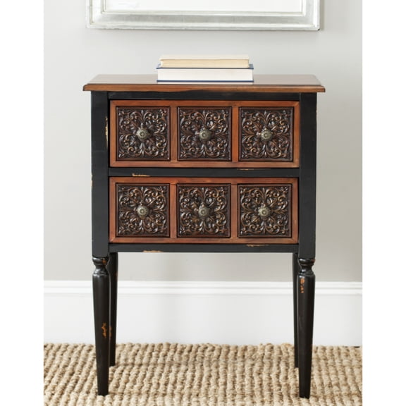 SAFAVIEH Kenneth 2-Drawer Side Table Dark Brown