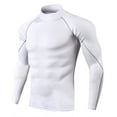 thumbnail image 4 of LIIPEE Men T Shirts Casual Long Sleeve High Neck Solid Color T Shirt Male Fitness Warm Lined Tee Tops Outdoor Training Comfortable Soft Breathable Daily Clothes,White,XL, 4 of 5