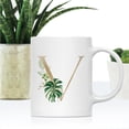 thumbnail image 2 of Koyal Wholesale Ceramic Coffee Mug, Exotic Tropical Monogram, Letter V, 2 of 5