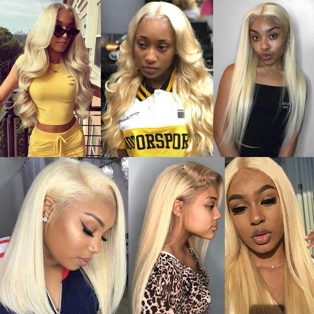 12A Human Hair Bundle 613 Blonde 20 22 24 Inch 3 Straight Bundle Real Hair Unprocessed Brazilian Remy Undyed Perm Hairpiece Hair Growth Quick Weave Shiny Bundle