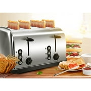 Stainless Steel 4 Slice Toaster, Extra Wide 4 Slice Long Slot Toaster,6 Browning Setting,with Frozen, Cancel and Reheat Settings,Auto Pop-Up and Easy Clean