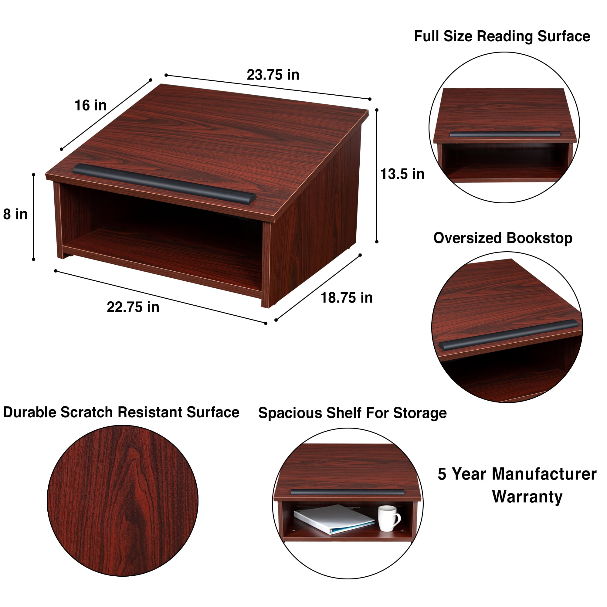 Hampden Furnishings Hudson Tabletop Lectern, Mahogany, Compact Presentation Podium