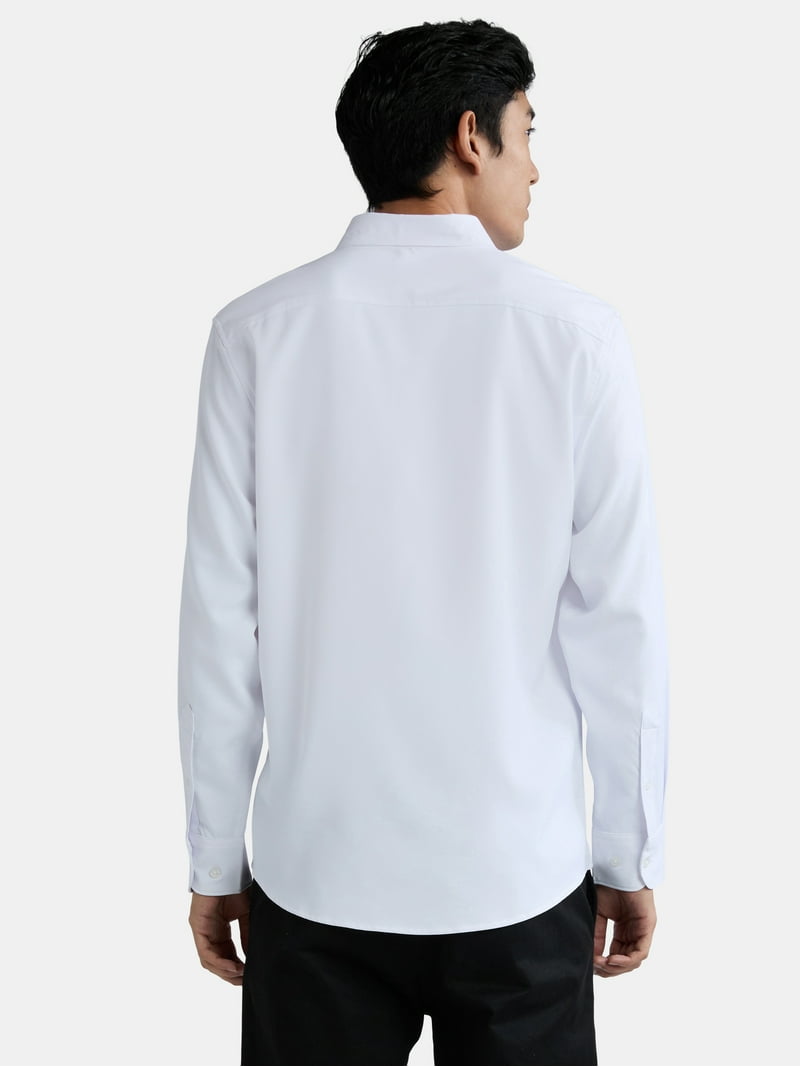 walmart george dress shirts George Men's Dress Shirt with Short Sleeves, Sizes S-3xl, White