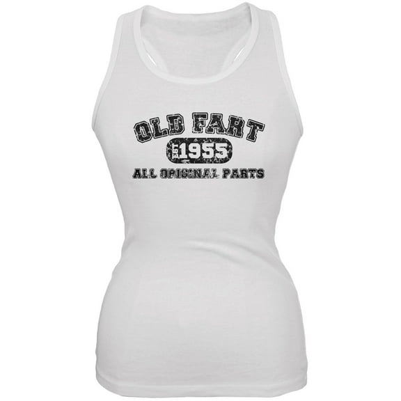 Old Fart Original Parts 1955 Funny White Juniors Soft Tank Top - X-Large