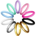 thumbnail image 1 of ATJIA 10 Rings Pack Silicone Wedding Ring for Women Men Thin and Stackable Silicone Rubber Glitters Rings for Love Couple, 1 of 6