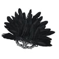 thumbnail image 4 of Máscara de plumas artificiales de media cara, accesorio de moda para fiesta de disfraces de cosplay Negro, 4 of 8