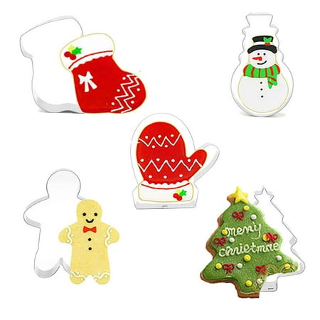 

5pcs Christmas Tree Stocking Glove Cake Cutters Kitchen Mould Fondant Craft DIY Wedding Dessert Making Mold