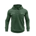 thumbnail image 5 of Caqnni Mens Hoodies Long Sleeve Drawstring Lightweight Hooded Linen Henley Shirtss Long Sleeve Hoodies Solid Color Quarter Zip Pullover Sweatshirt (XL,Green), 5 of 7