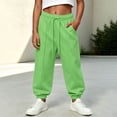 thumbnail image 2 of Wilark Girls Sweatpants with Pockets Running Casual Fashion Drawstring Elastic Waist Baggy Joggers for Kids Green 12, 2 of 9